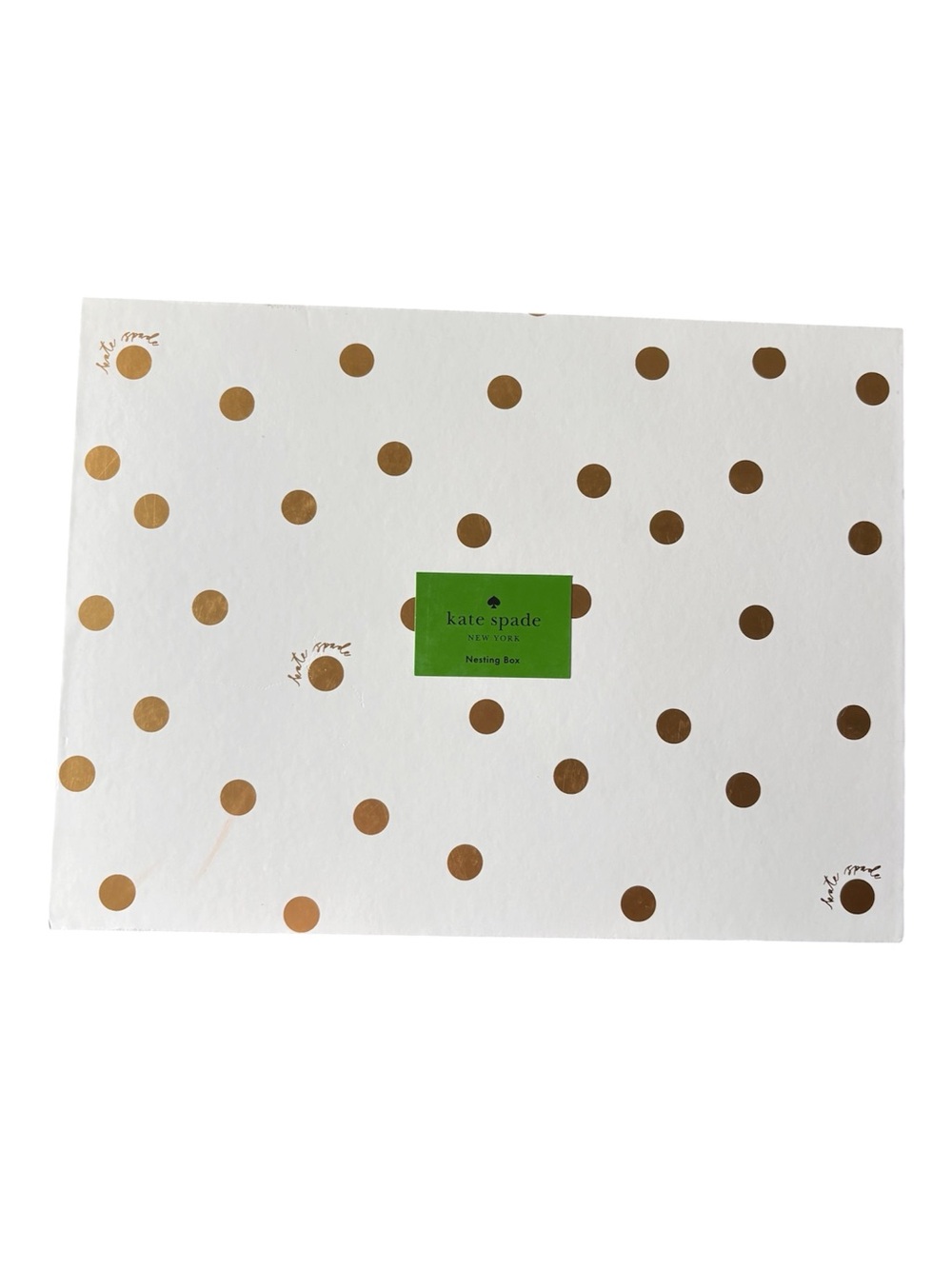 Kate Spade Large White & Gold Polka Dot Nesting Box